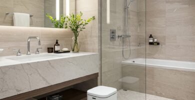 Basurero para baño elegante blanco